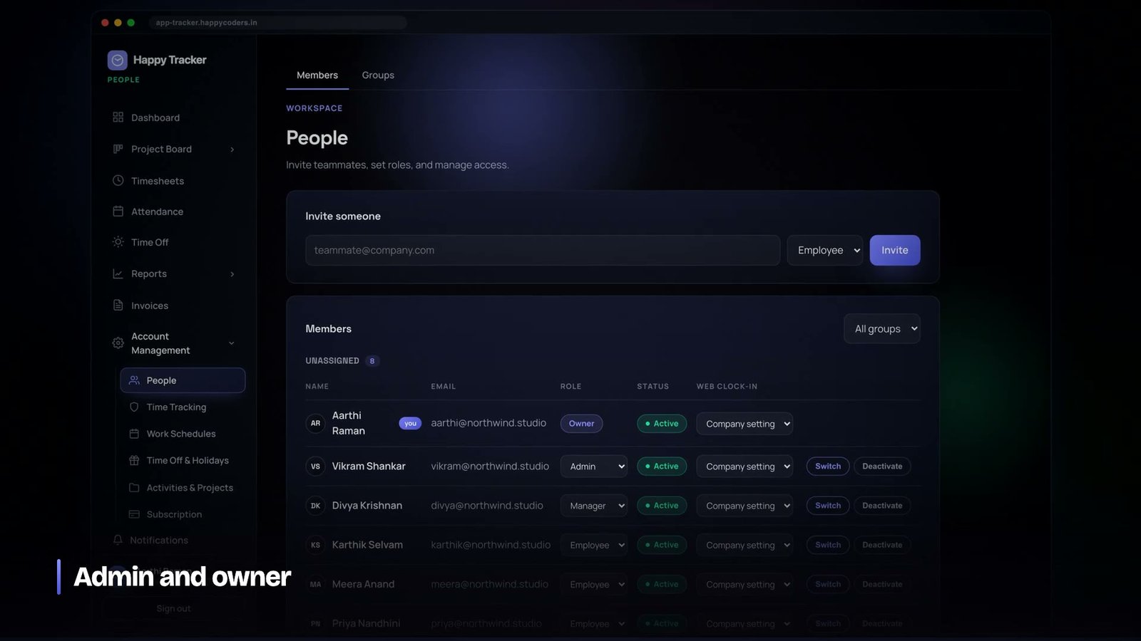 Admin and owner permissions