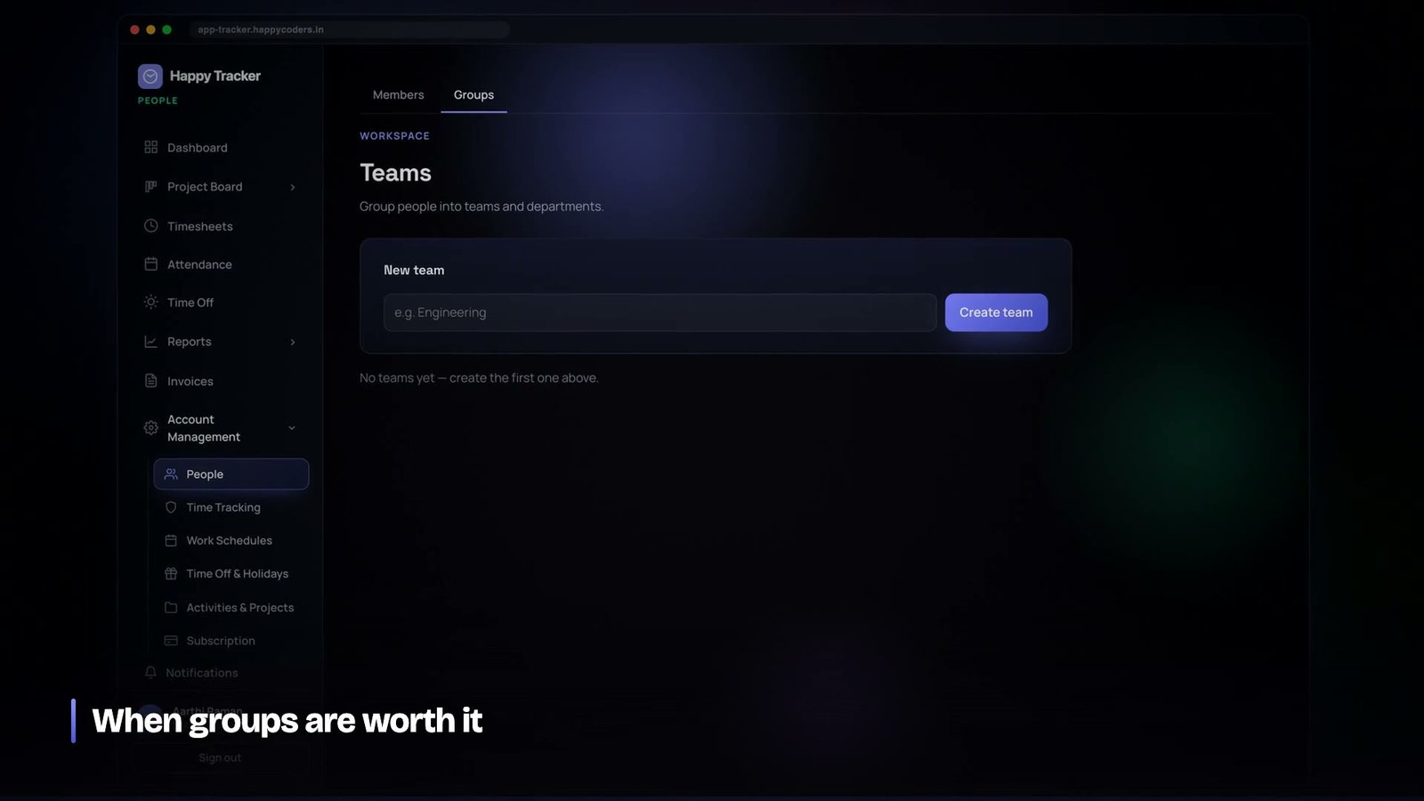 Teams and groups