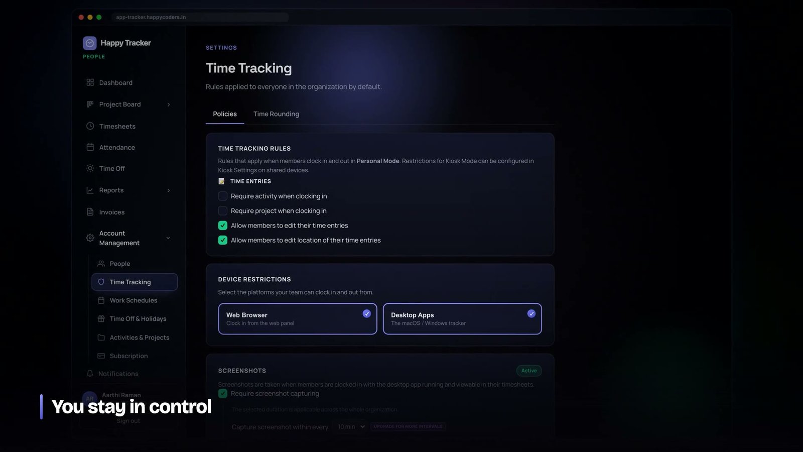 Privacy controls stay with the company