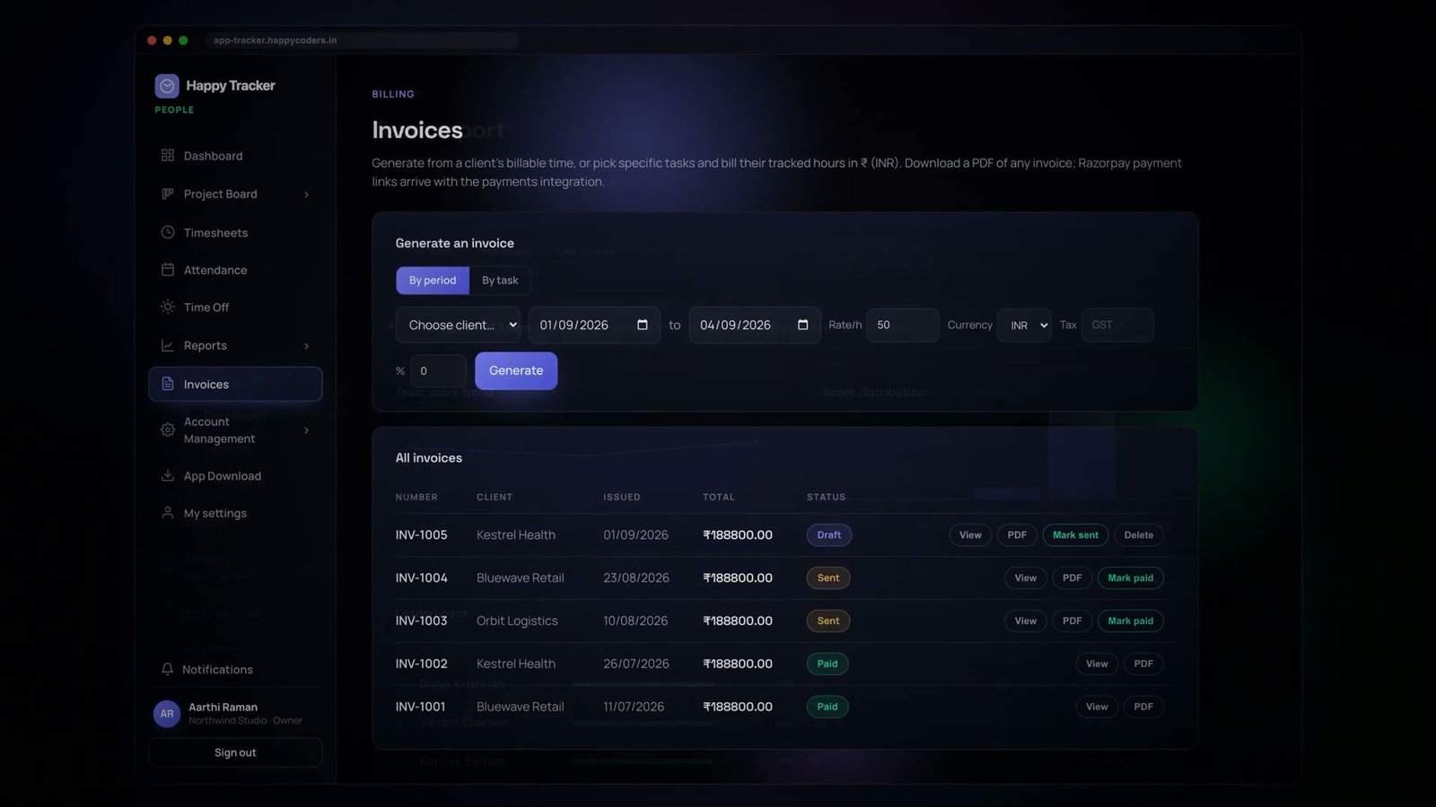 Invoices generated from billable time Invoices generated from billable time
