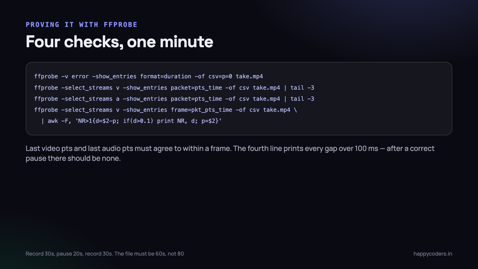 Four commands. If all four agree, the pause is correct.